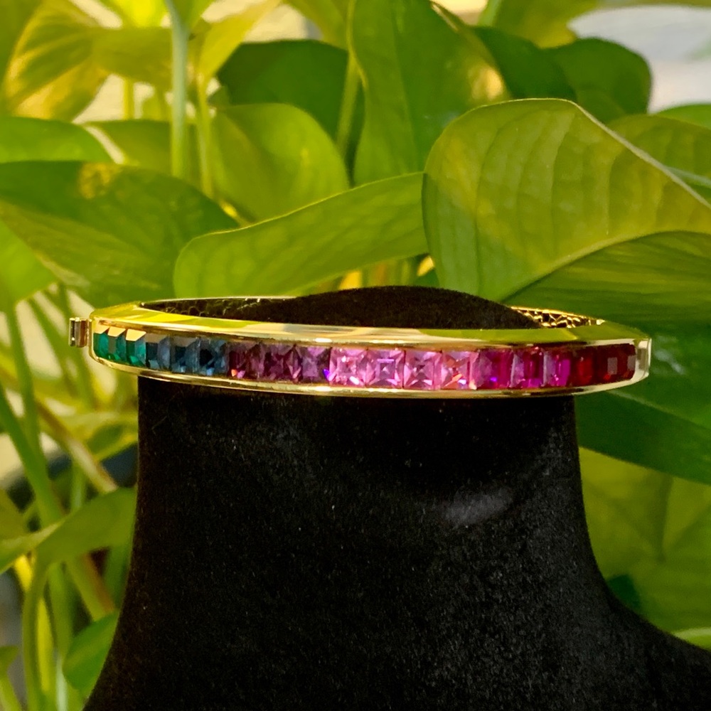 Multi-Color Austrian Crystal Bangle & Earrings Set - image 4